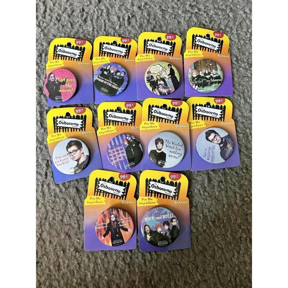 Vintage Y2K Ozzy Osbourne Prince of Darkness Family Pin Set Of 10
